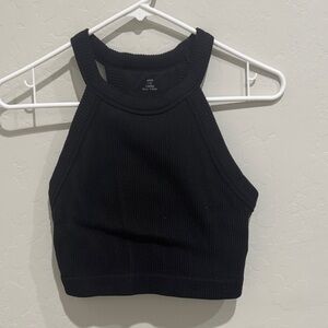 Black Ribbed Halter Top